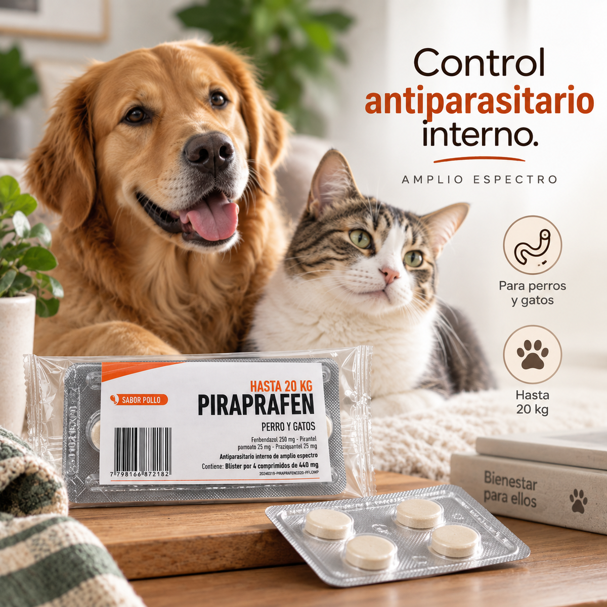 Piraprafen Antiparasitario para Perros y Gatos – Hasta 20 kg