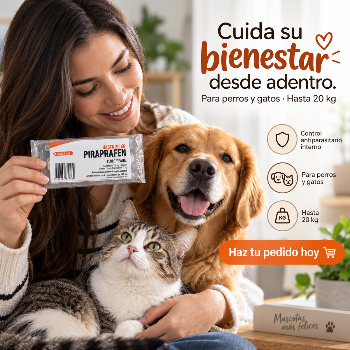 Piraprafen Antiparasitario para Perros y Gatos – Hasta 20 kg