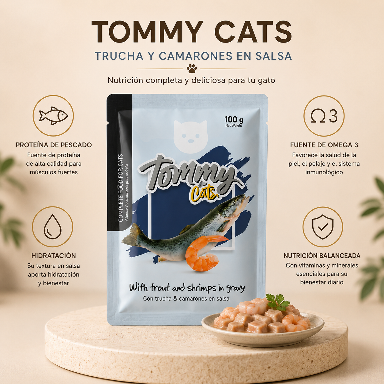 Pouch Tommy Cats Camarón * 100 gr