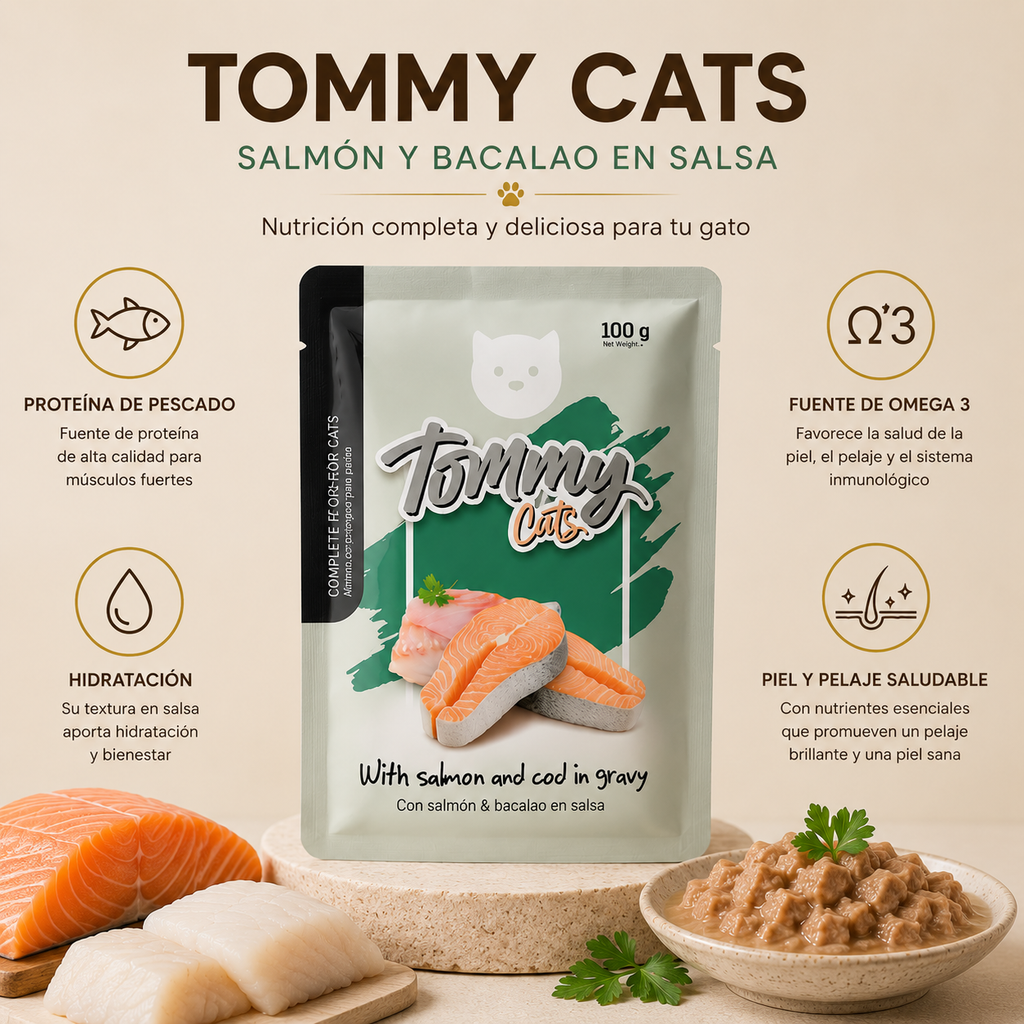 Pouch Tommy Cats Salmón * 100 gr