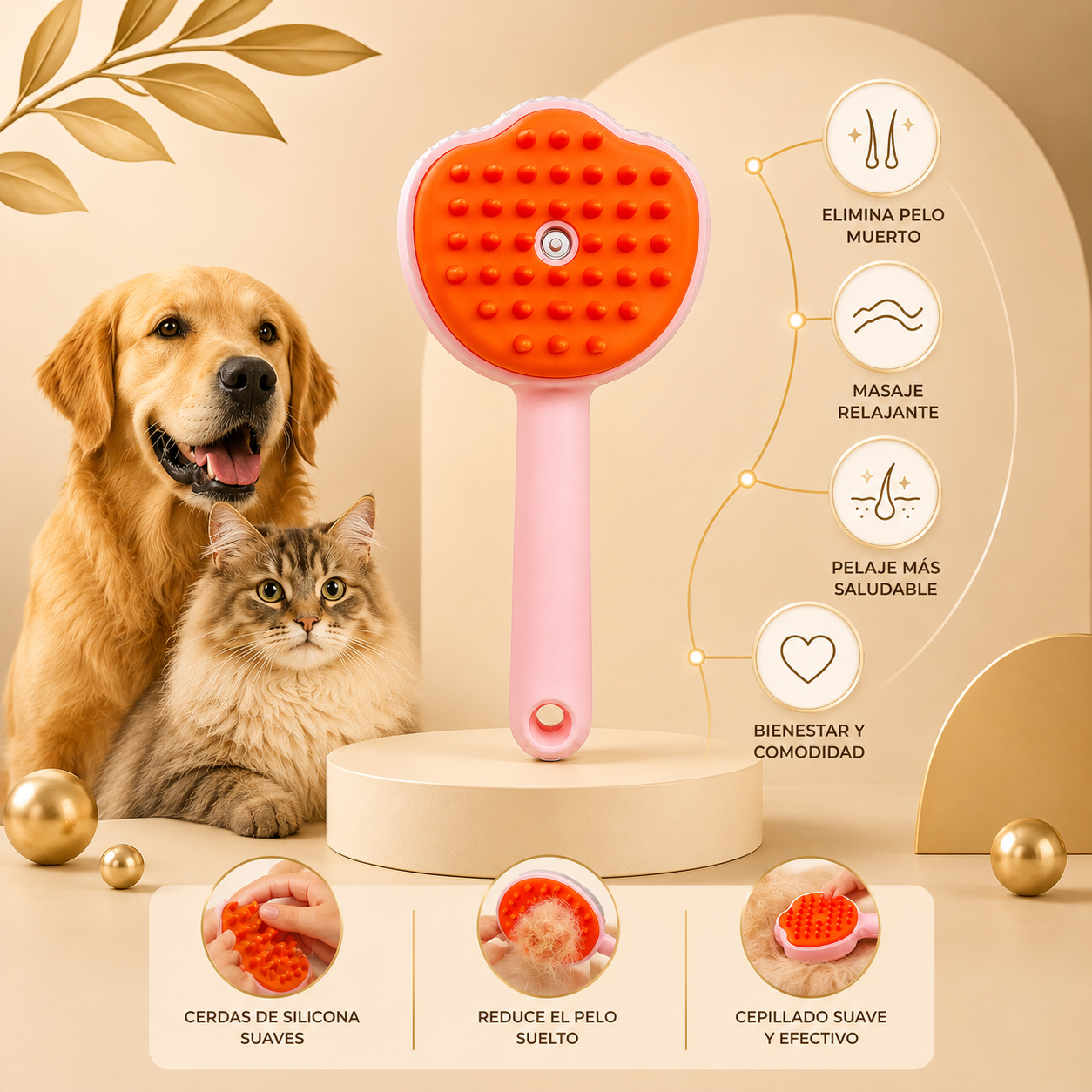 Cepillo Garra Vaporizador 3 en 1 para perros y gatos