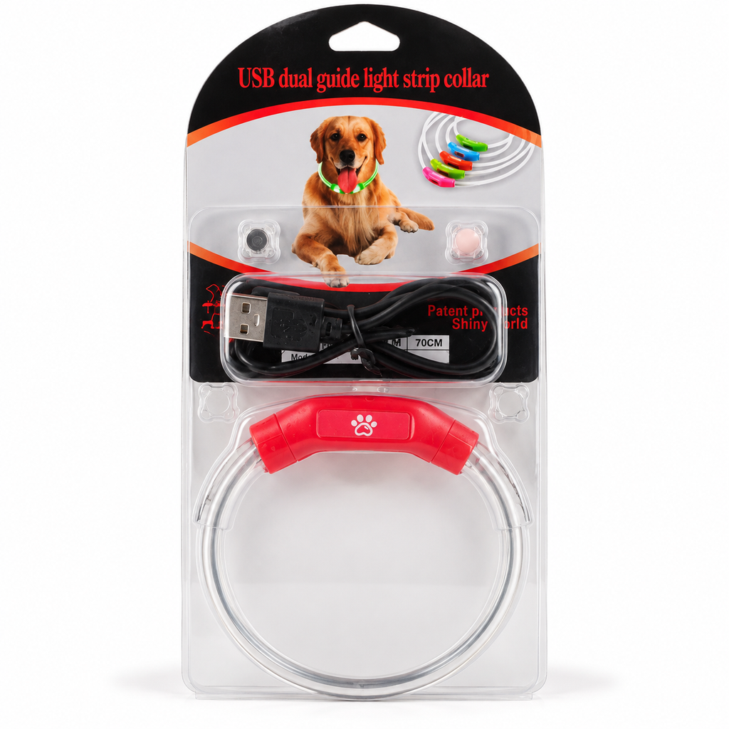 Collar LED para Perros Recargable por USB – Luz Nocturna / Talla S
