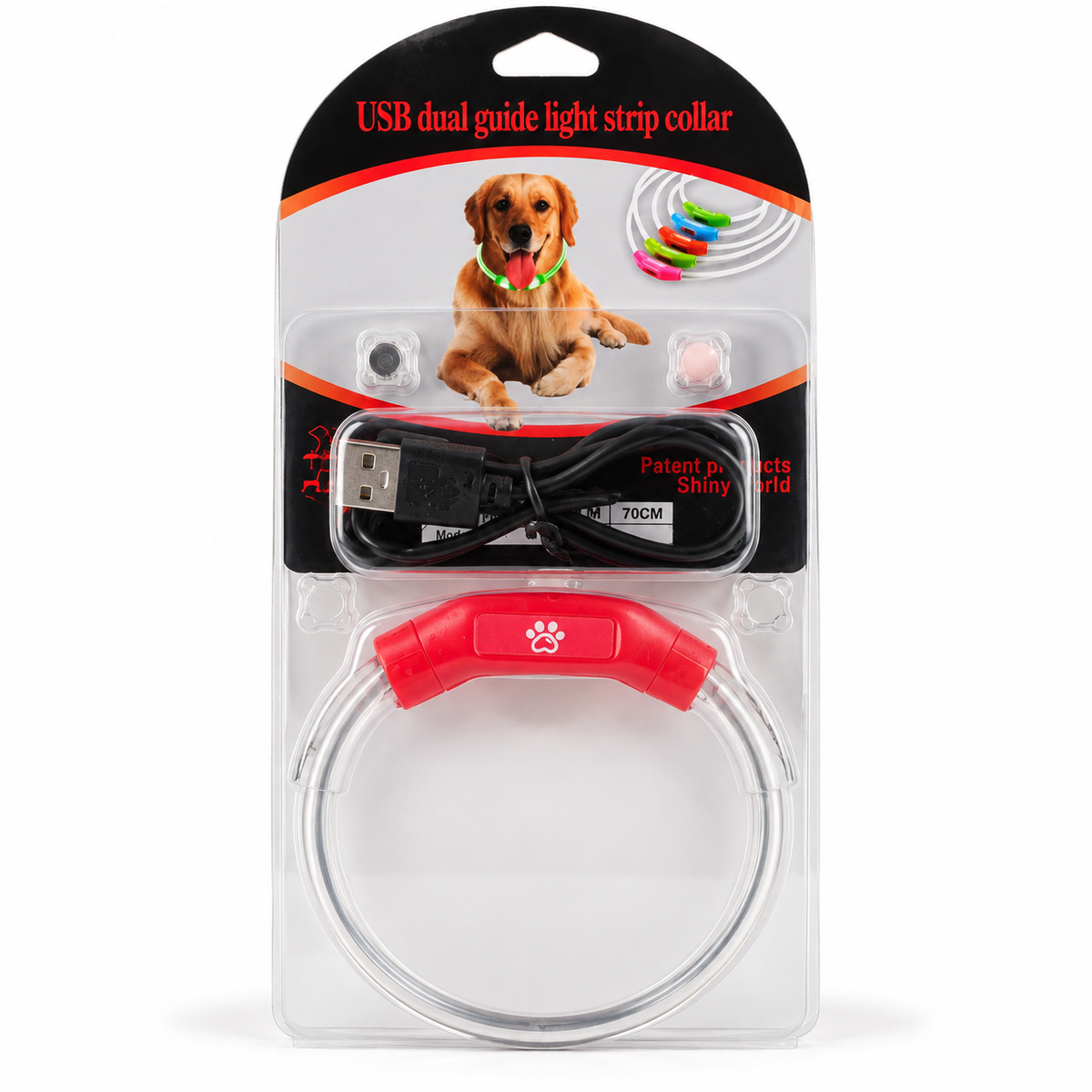 Collar LED para Perros Recargable por USB – Luz Nocturna / Talla S