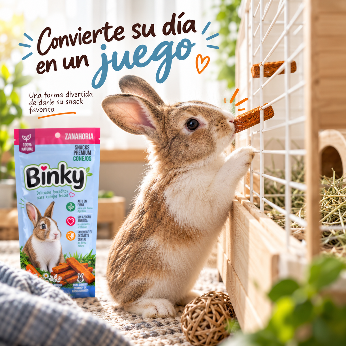 Binky Snacks Premium de Zanahoria para Conejos – 60 g