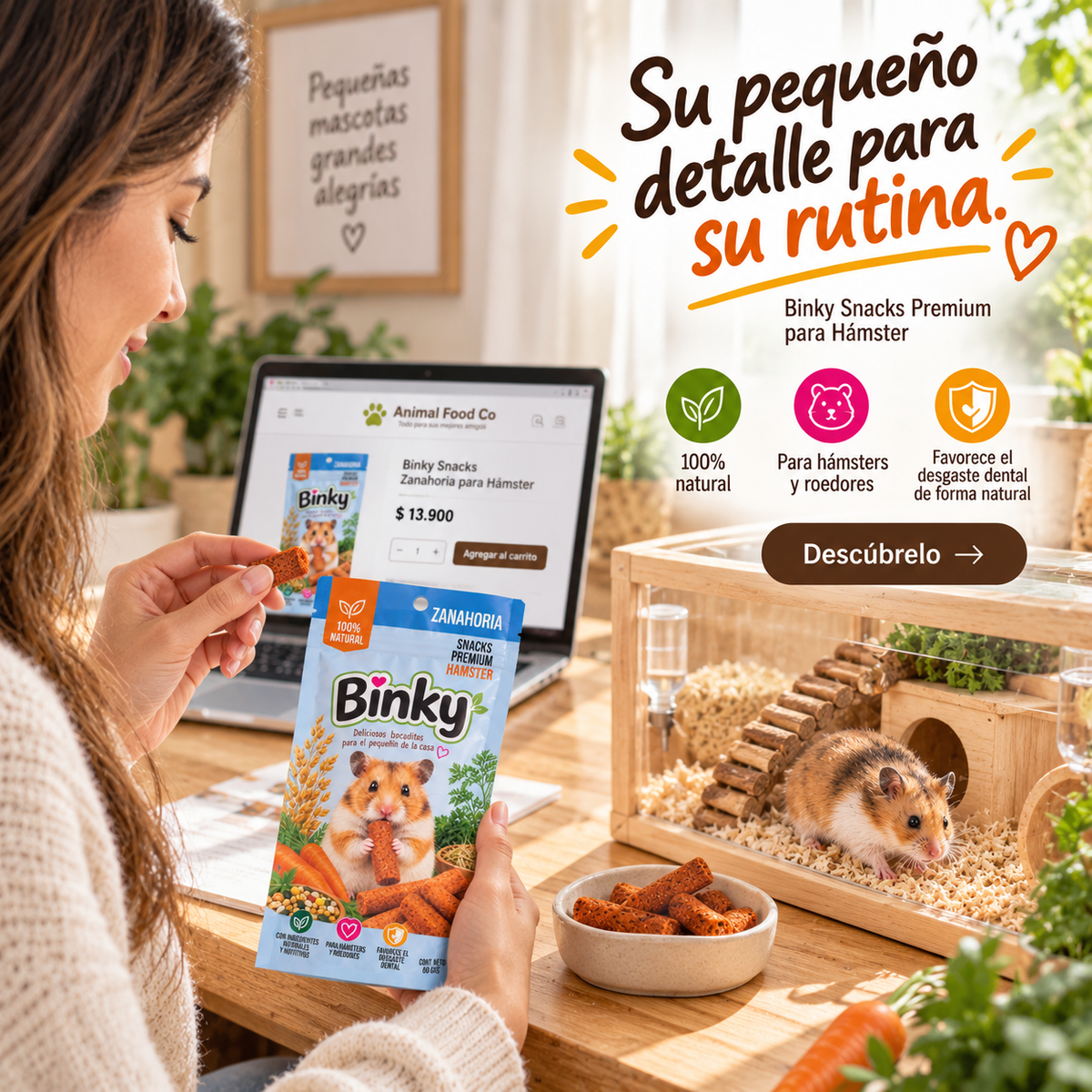 Binky Snacks Premium Zanahoria para Hámsters y Roedores * 60gr