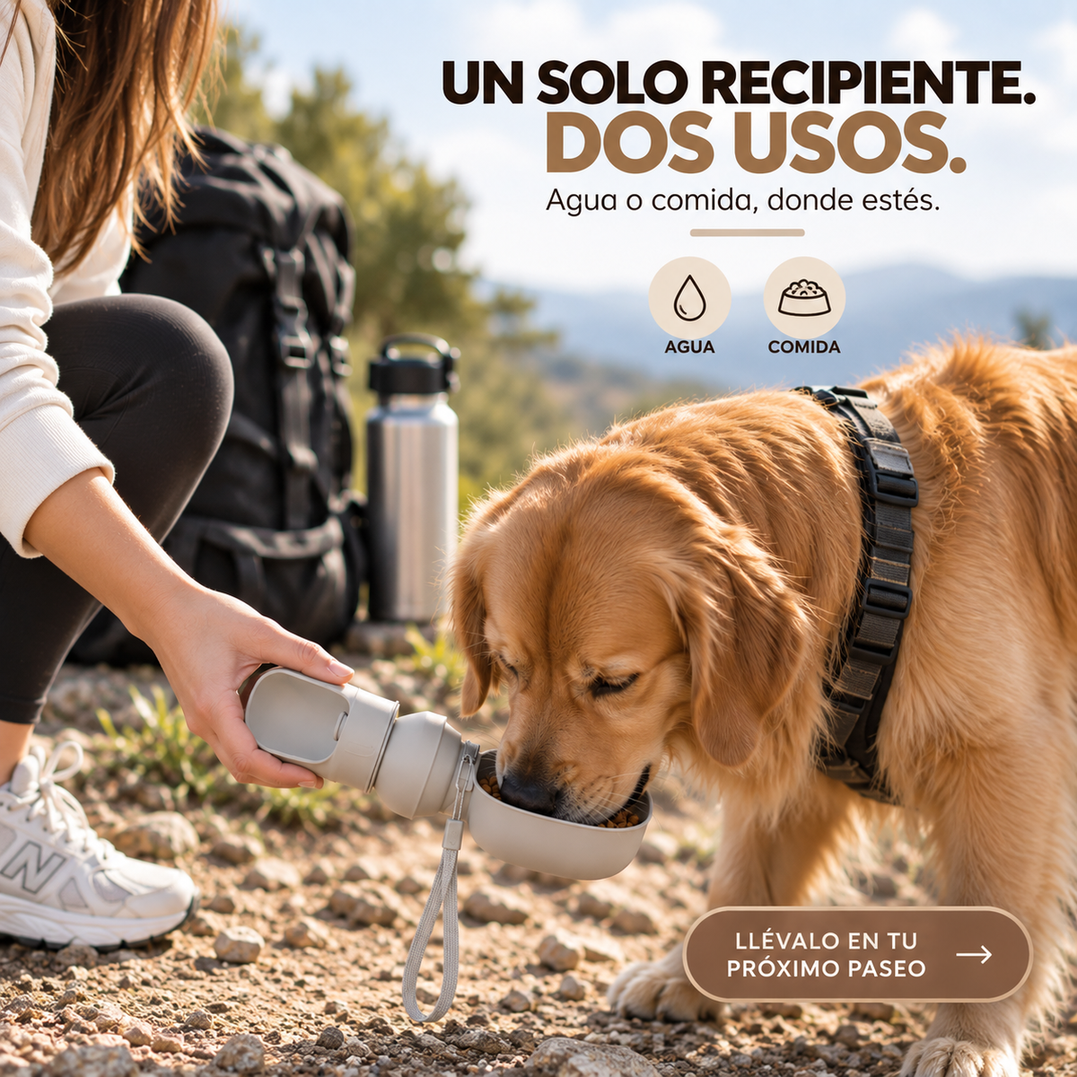 Bebedero Plegable 3 en 1 para Perros – 230 ml