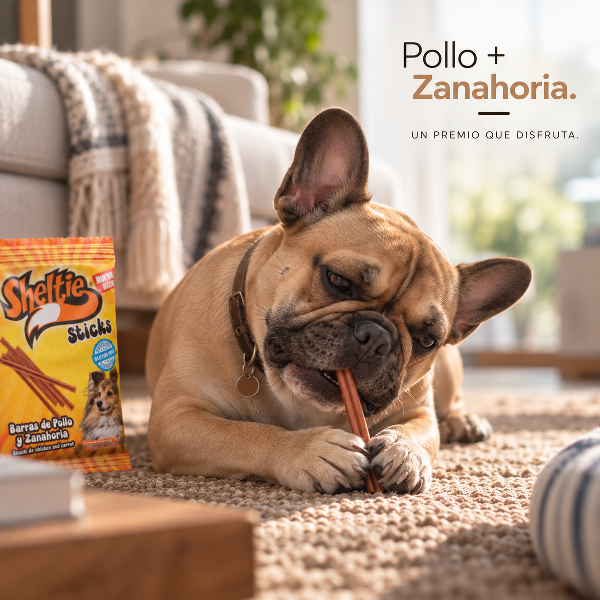 Sheltie Sticks de Pollo y Zanahoria para Perros – 16 Pq x 14 g