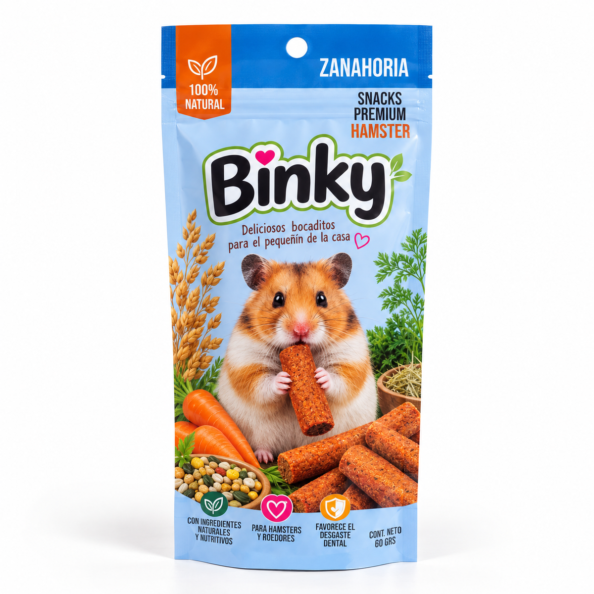 Binky Snacks Premium Zanahoria para Hámsters y Roedores * 60gr
